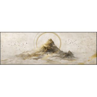 Artframe | Panorama | Inkt rijstpapier China bergen elegantie goud wit | 160x55