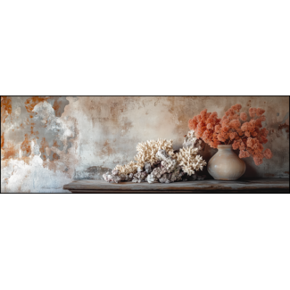 Artframe | Panorama | Koraal in oranje en zacht wit stilleven | 160x55