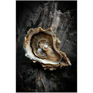 Artframe | Oester met een glinsterende parel met stijlvolle achtergrond | 75x50