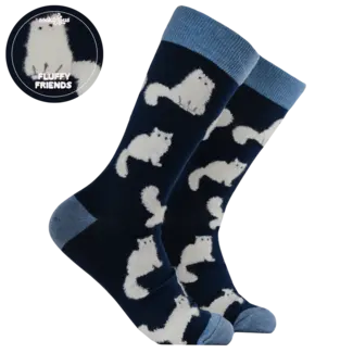 Sok Fluffy White cats navy 43-46