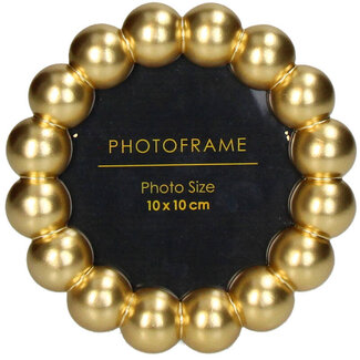 Fotolijstje  kralen op rand voor foto 10x10cm GOUD