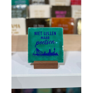 Tegel Niet lullen maar poetsen groen/kobalt