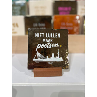 Tegel Niet lullen maar poetsen goud ecru