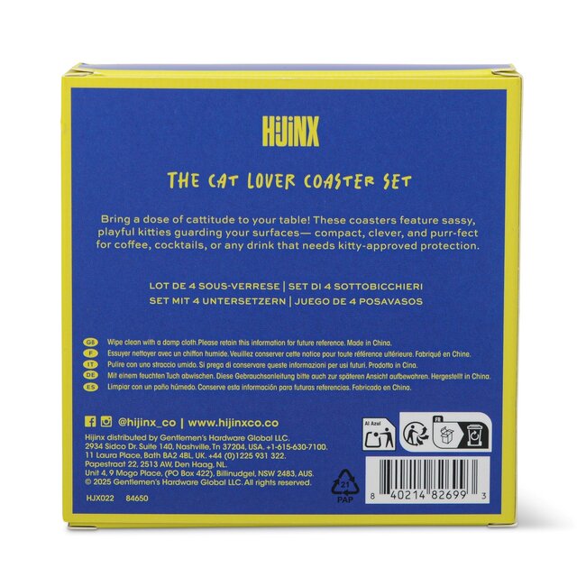 Coasters (Set of 4) The Cat Lover | Kat | Onderzetters | Hijinx