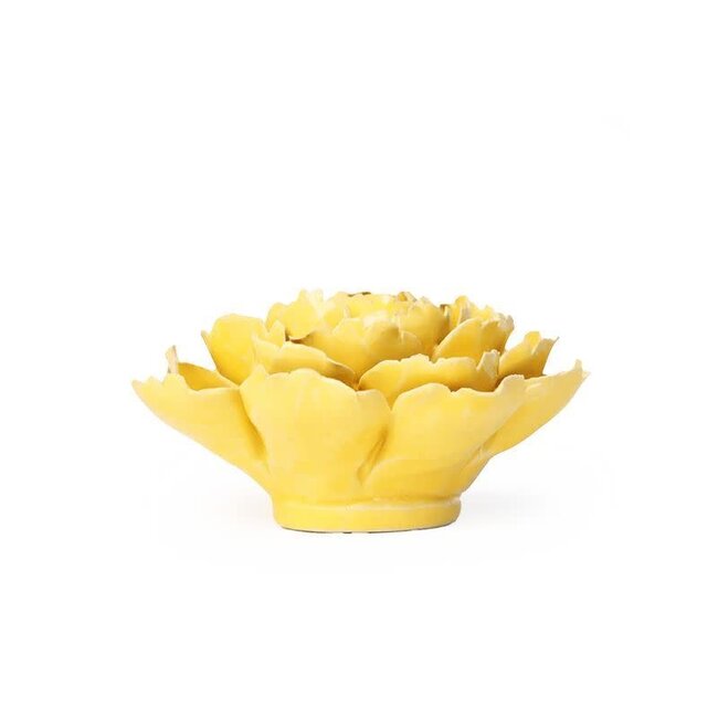 Chive Chive keramieken bloem | Buttercup Yellow Gay Paree Peony | Ceramic Decorative Flower