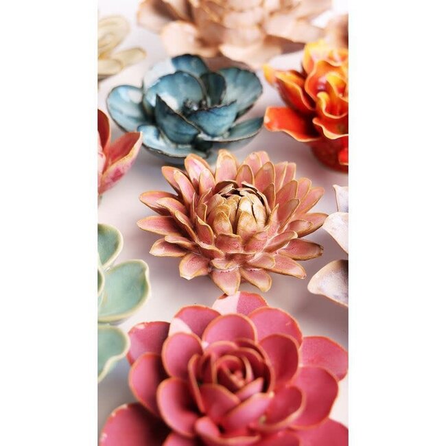 Chive Chive keramieken bloem | Rose Quartz Pink Strawflower | Ceramic Decorative Flower
