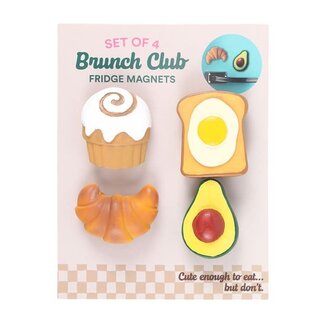 Set van 4 Magneten | Croissant | Avocado | Cruffin | Egg |  Brunch Club Fridge Magnet Set