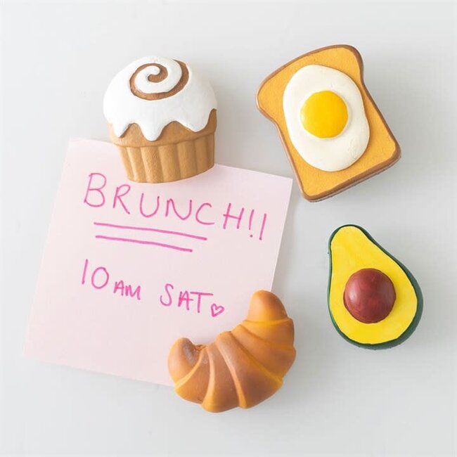 Set van 4 Magneten | Croissant | Avocado | Cruffin | Egg |  Brunch Club Fridge Magnet Set