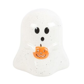 Ghost Shaped Tealight Candle Holder with Pumpkin | Halloween