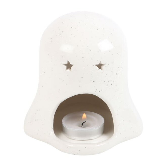Ghost Shaped Tealight Candle Holder with Pumpkin | Halloween