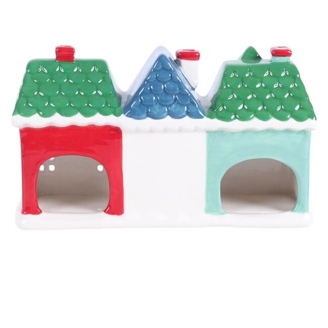 Theelicht en wierook kersthuisjes | Christmas Street Tealight and Incense Cone Holder