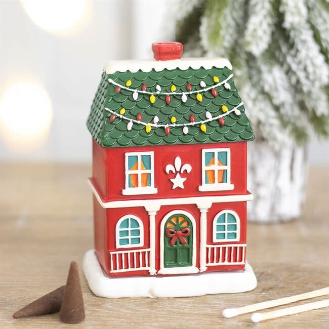 Wierookhouder | Red Christmas House Incense Cone Burner