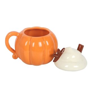 Pompoen mok | Pumpkin Cream Lidded Mug | Halloween