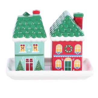 Zout en peperstel | Christmas House Salt and Pepper Shakers | Kerst huisjes