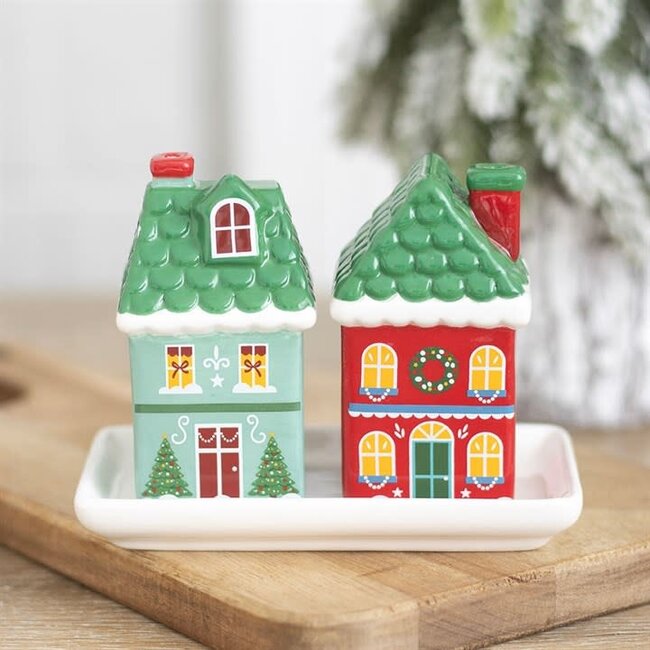 Zout en peperstel | Christmas House Salt and Pepper Shakers | Kerst huisjes