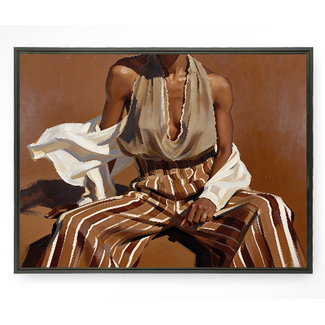 Urban Cotton Striped Pants Brown | Wandkleed in floating frame | Schilderij | 80x110cm