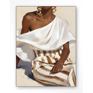 Urban Cotton Striped Pants White | Wandkleed in frame | Schilderij | 110x145cm