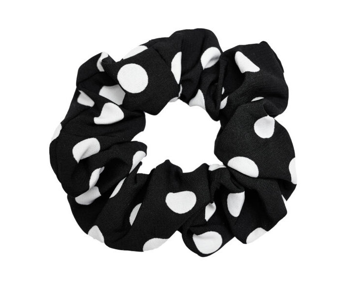 Scrunchie Zijde Stippen Zwart/Wit