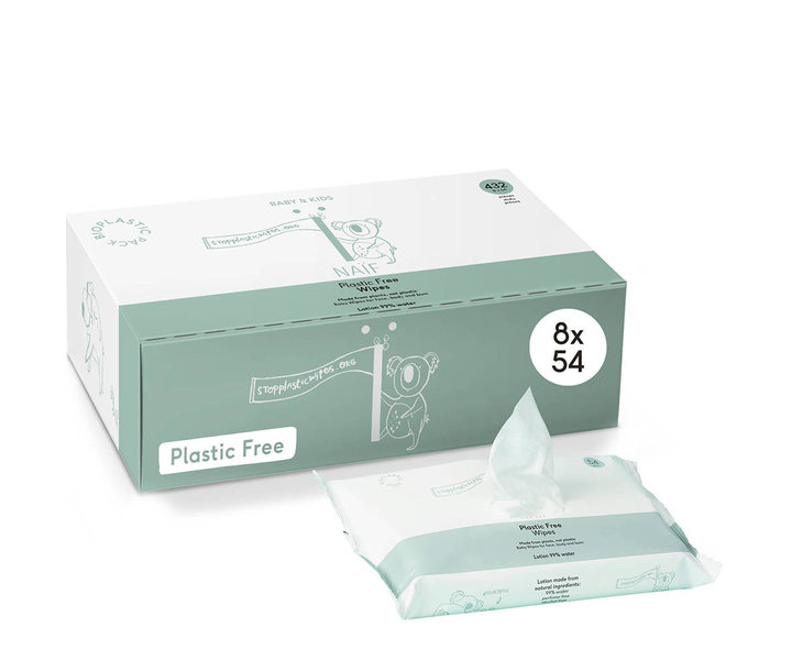 Baby & Kids Plastic Free Wipes Box - 8x54st