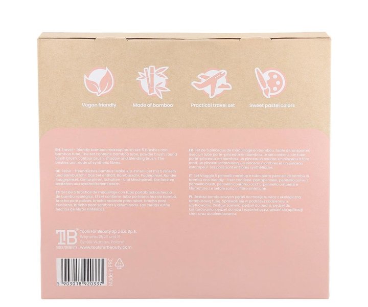 Makeup Brush Set + Bamboo Houder - 5st.