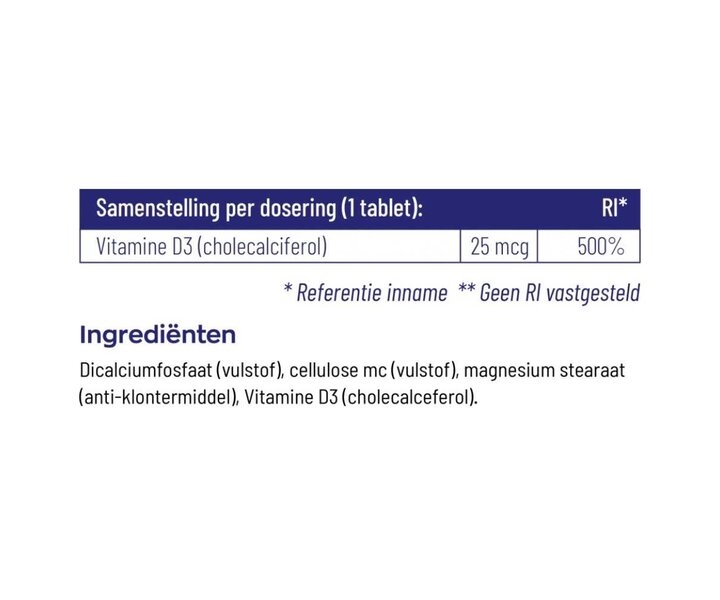 Vitamine D3 25 mcg / 1000 IE - 120pcs