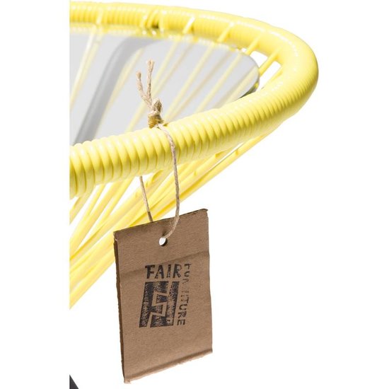 Silla Acapulco Mesa Japón amarillo canario con tablero de vidrio