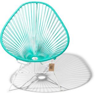 Fauteuil Acapulco turquoise, cadre blanc