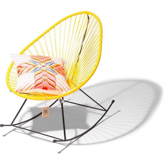 Silla Acapulco Handgemaakte Acapulco schommelstoel geel met zwart frame