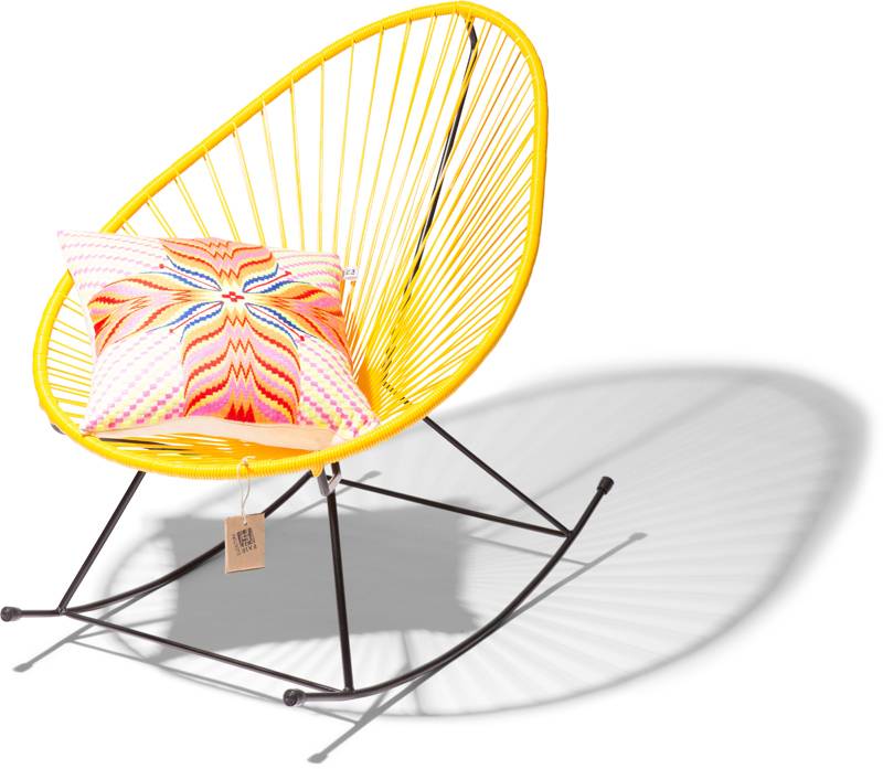 Silla Acapulco mecedora amarilla Auténticas Sillas Acapulco