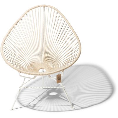 Silla Acapulco en cáñamo 100% natural, estructura en color blanco