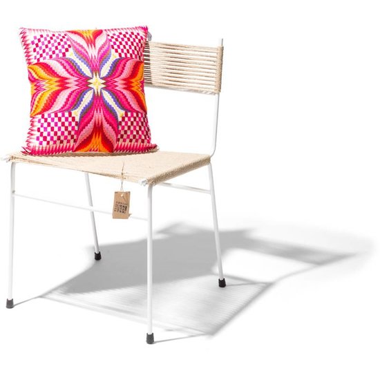 Silla Acapulco Silla de comedor Polanco cáñamo, estructura en color blanco