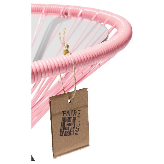 Silla Acapulco Tavolino Japón rosa salmone con piano in vetro