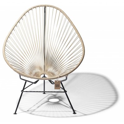 Fauteuil Acapulco beige, cadre noir