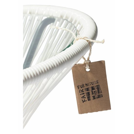 Silla Acapulco Mesa Japón blanca con tablero de vidrio