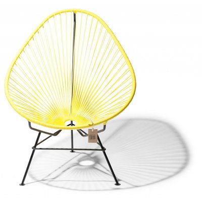 Handmade Acapulco chair canary yellow, black frame