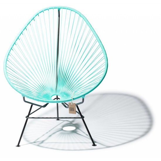 Silla Acapulco Handgemaakte Acapulco stoel licht turquoise met zwart frame