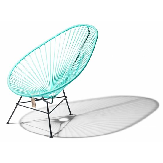 Silla Acapulco Handgemaakte Acapulco stoel licht turquoise met zwart frame