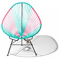 Silla Acapulco Handgemaakte Acapulco stoel turquoise & Mexican pink, zwart frame