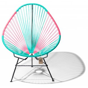 Fauteuil Acapulco turquoise & rose mexicain