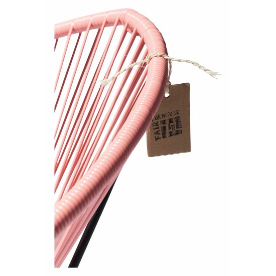 Silla Acapulco Condesa chair salmon pink, handmade, black frame