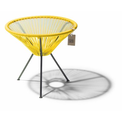 Table Japón jaune avec plateau en verre