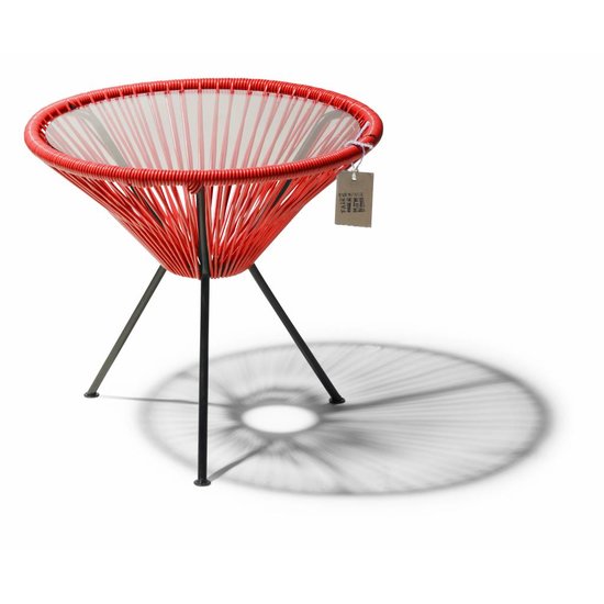 Silla Acapulco Table Japón rouge avec plateau en verre