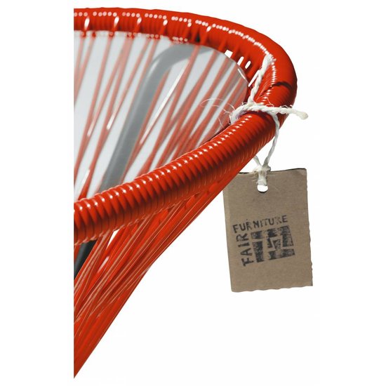 Silla Acapulco Tavolino Japón rosso con piano in vetro