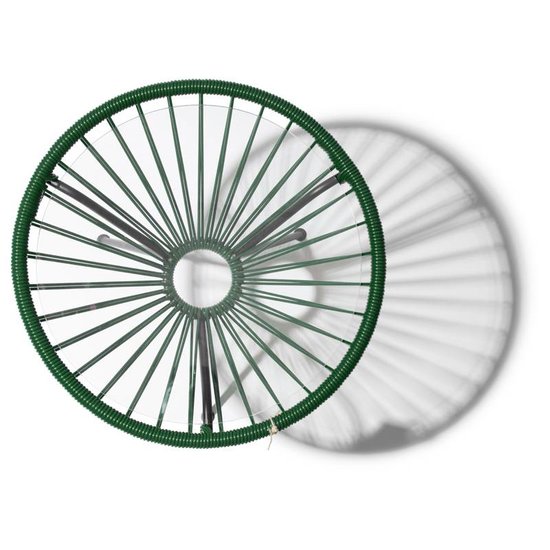 Silla Acapulco Tavolino Japón verde scuro con piano in vetro