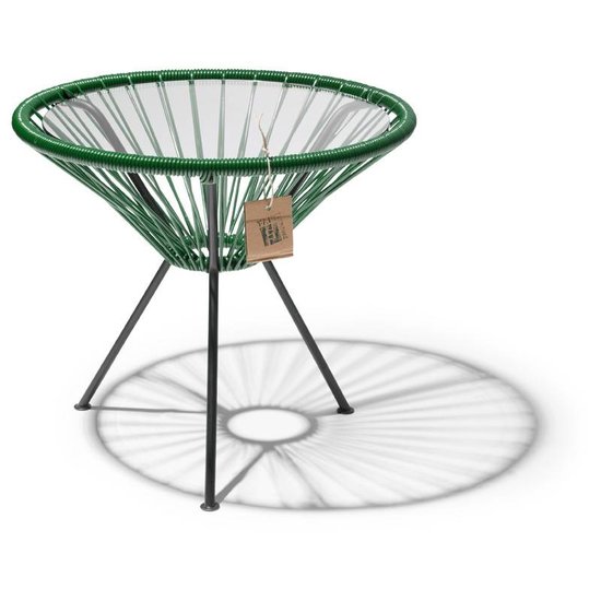 Silla Acapulco Table Japón dark green with glass table top