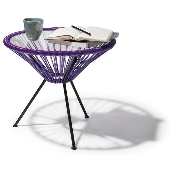 Silla Acapulco Tisch Japón violett mit Glastischplatte