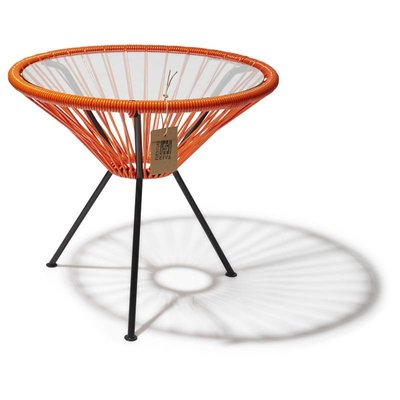 Tavolino Japón arancione con piano in vetro