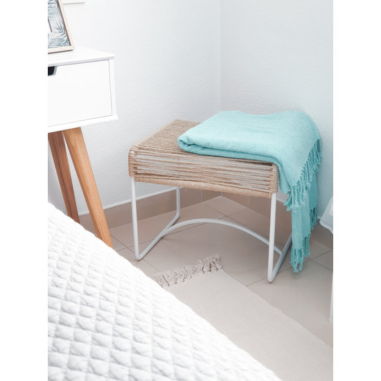 Silla Acapulco Xalapa banc/pouf en chanvre, cadre blanc