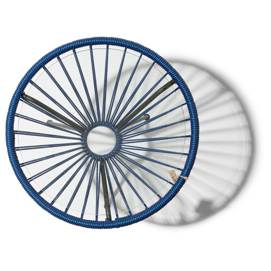 Silla Acapulco Mesa Japón azul cobalto con tablero de vidrio