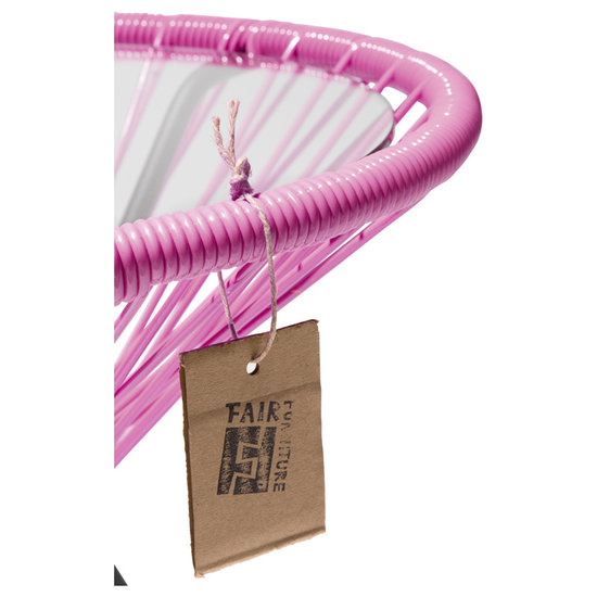 Silla Acapulco Tisch Japón fuchsienfarbig mit Glastischplatte